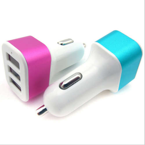 Triple USB Universal Car Charger port (assorted colours)