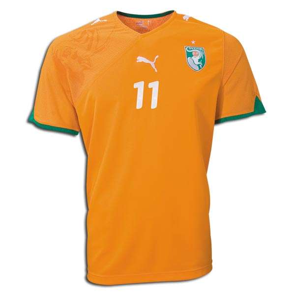 IVORY COAST SOCCER DROGBA 11  HOME SHIRT 2010WC