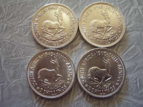 South African 5 Shillings 1947 1948 1949 and 1950