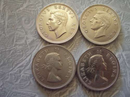 South African 5 Shillings 1951 1952 1953 and 1954.