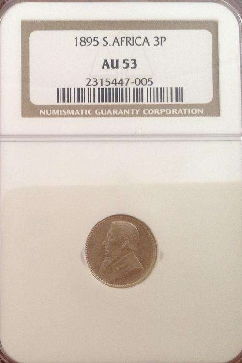 1895 ZAR 3d AU53 CRAZY WED !