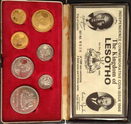 The Kingdom of Lesotho Independence Commemorative Coins 1966 (GOLD + SILVER)
