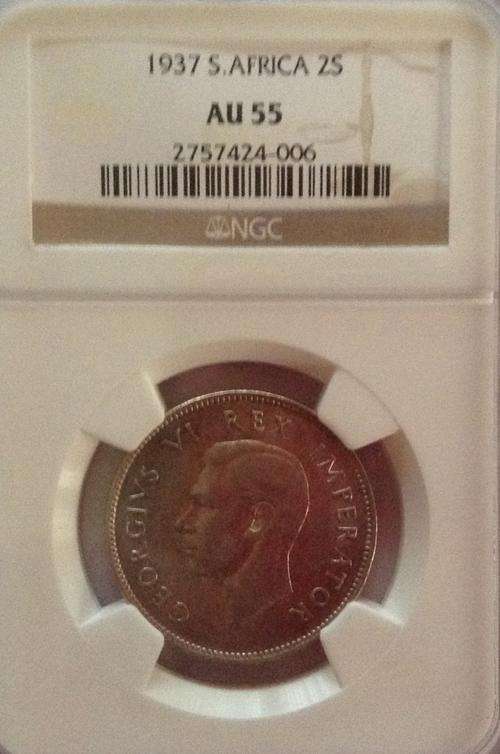 1937 Two Shillings (Florin) NGC AU55 Crazy Wed Sale!