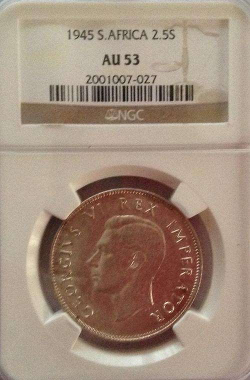 1945 Two and Half Shillings NGC AU53 Crazy Wed Sale!