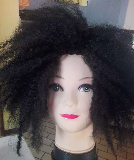 Afro Kinky Bob Style Wig Black Adjustable straps Same day dispatch