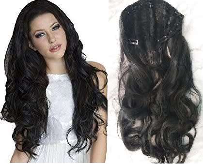 Half Wig Curly 26inch with Clips  Black same day dispatch