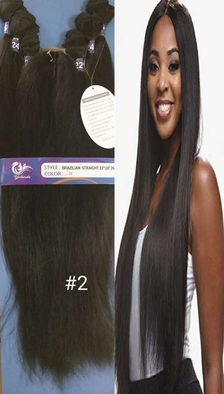 FULL HEAD 26inch 7piece WEFT +Closure included Yaki Straight #2same day dispatch