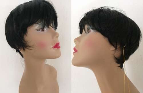 Wig Short Wig Black with adjustable straps same day dispatch