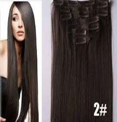TOP QUALITY , high temperature,#2/55cm/7pc,clip in hair extensions/SAME DAY DELIVERY!!