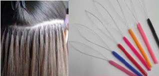 Micro rings loop tool  threader pulling needle for hair extensions/colour orange