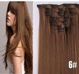 QUALITY CLIP IN HAIR,#6/55cm/22INCH/7pc,clip in hair extensions/SAME DAY DELIVERY!!