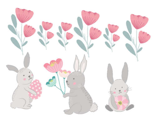 Bunnies Wall Vinyl Stickers  - Nursery Room Wall Vinyl Stickers