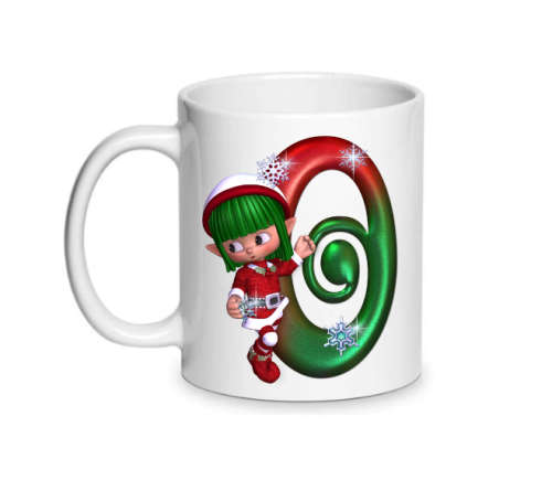 Christmas Coffee Mug - Monogram Elf Mug - Letter O