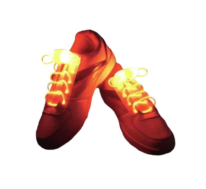 LED Nylon Shoelaces - Neon Orange - Unisex - One Size for kids and adults