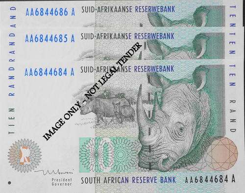TT MBOWENI First Issue 3xR10 in sequence Prefix AA UNC
