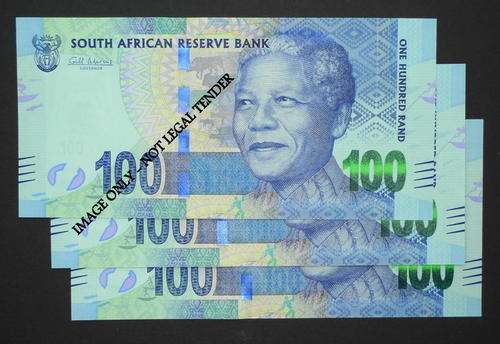 GILL MARCUS NELSON MANDELA 3xR100 in sequence  Prefix AA UNC.Bid per set of 3 notes