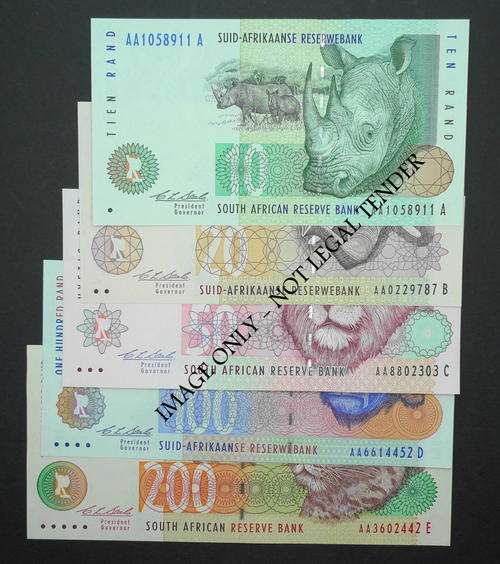 CL STALS 2nd issue Full set  10 20 50 100 200  Rand  Prefix AA UNC