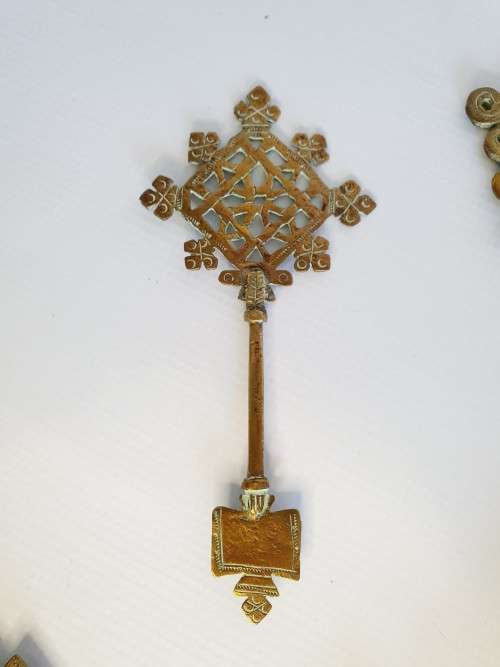 Antique Ethiopian Handcrafted Christian Orthodox Processional Brass Solid Crosses