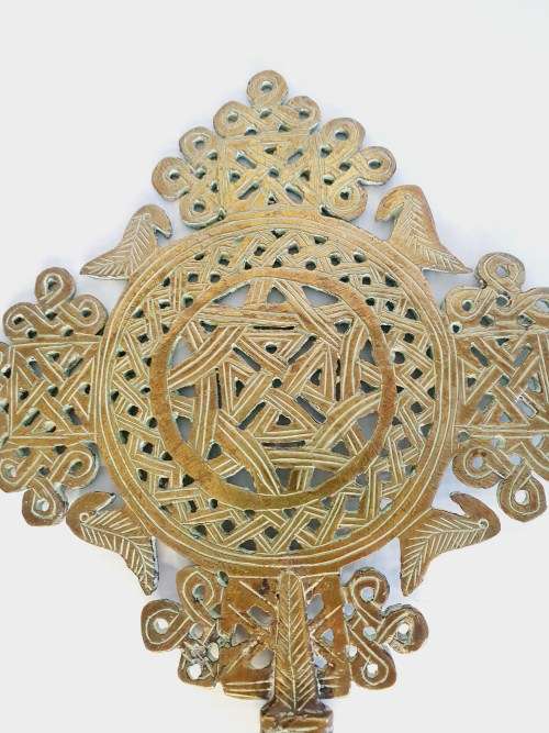 Antique Ethiopian Handcrafted Christian Orthodox Processional Brass Solid Crosses