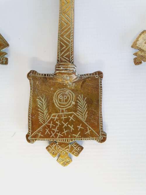 Antique Ethiopian Handcrafted Christian Orthodox Processional Brass Solid Crosses