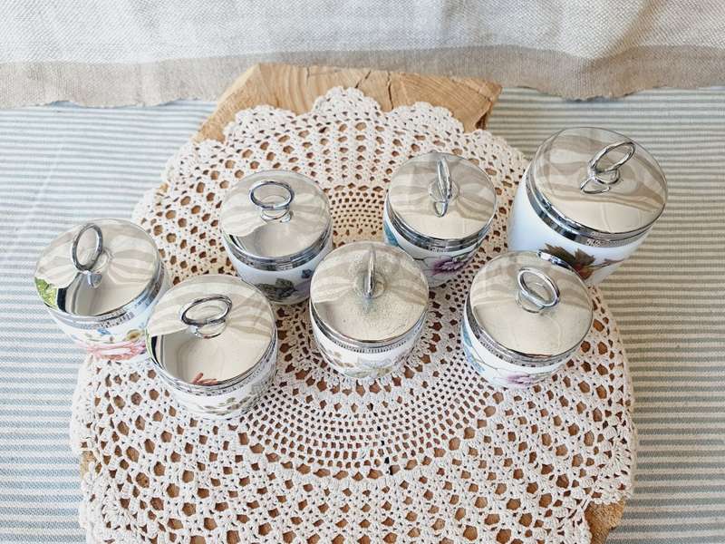 Vintage Royal Worcestor Porcelain Fruit &  Flowers Egg Coddlers  Made in England