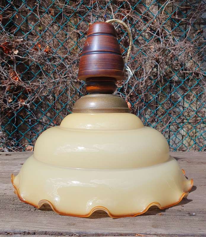 Vintage Soft Butter Yellow Plumpy Glass Ceiling Lamp
