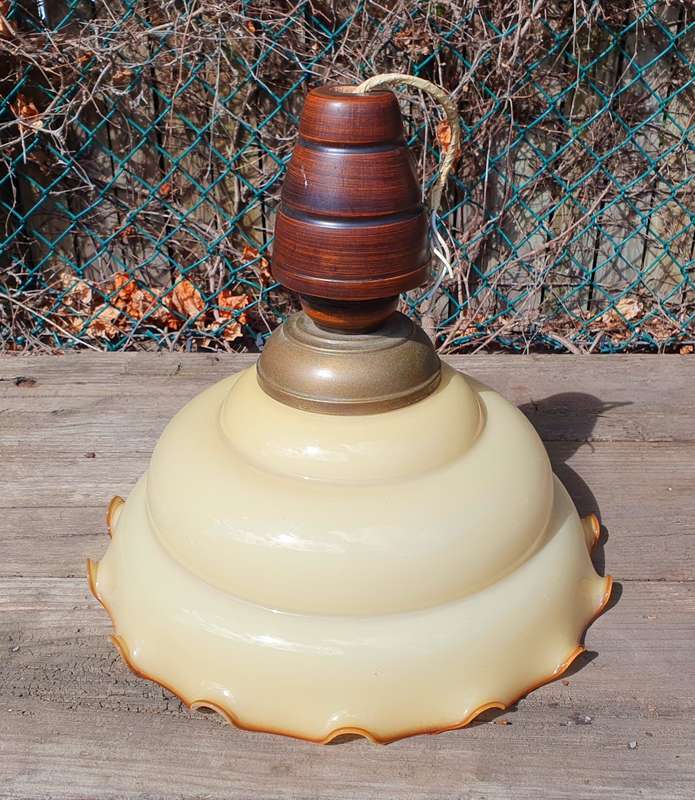 Vintage Soft Butter Yellow Plumpy Glass Ceiling Lamp