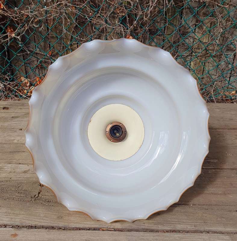 Vintage Soft Butter Yellow Plumpy Glass Ceiling Lamp