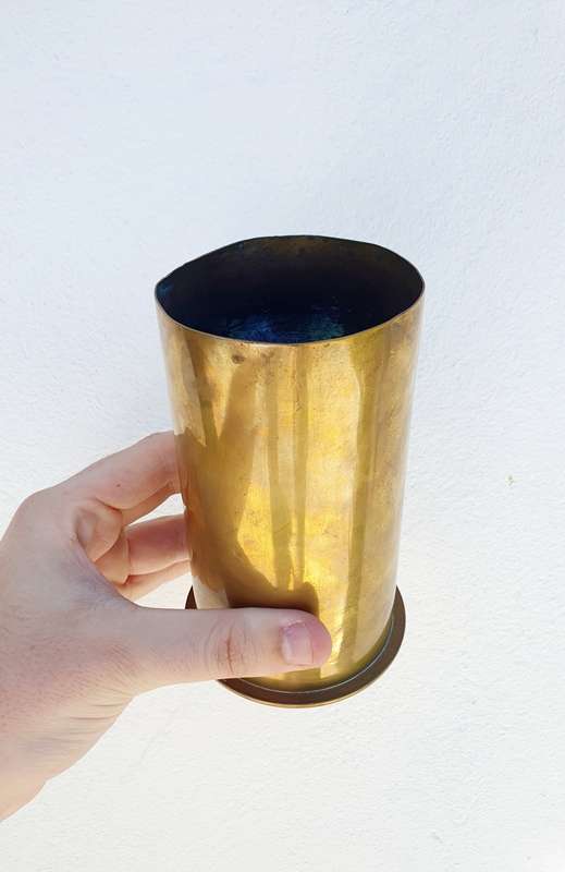 Vintage WWI Oct 1910 Dusseldorf Solid Brass Shell