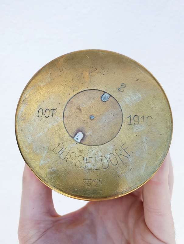 Vintage WWI Oct 1910 Dusseldorf Solid Brass Shell