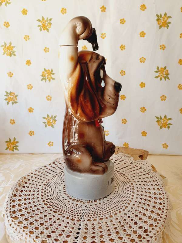 Vintage Large Basset Hound `The Last Shot` Ceramic Music Decanter