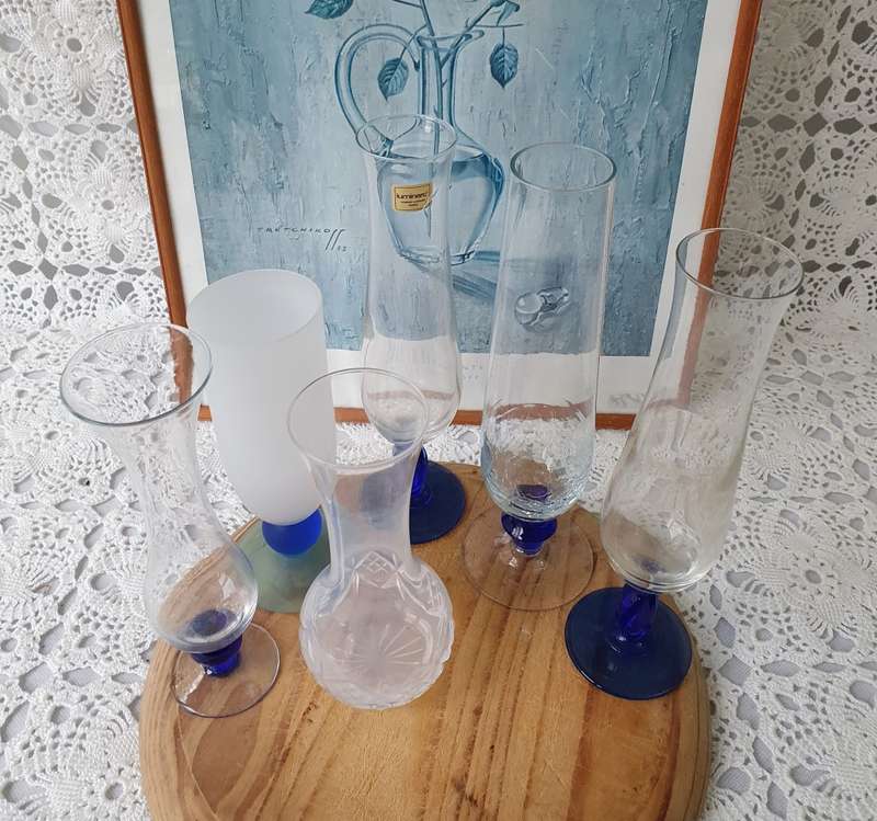 Vintage Clear & Frosted Glass Vases Bundle