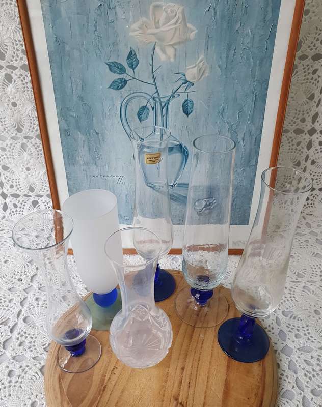 Vintage Clear & Frosted Glass Vases Bundle