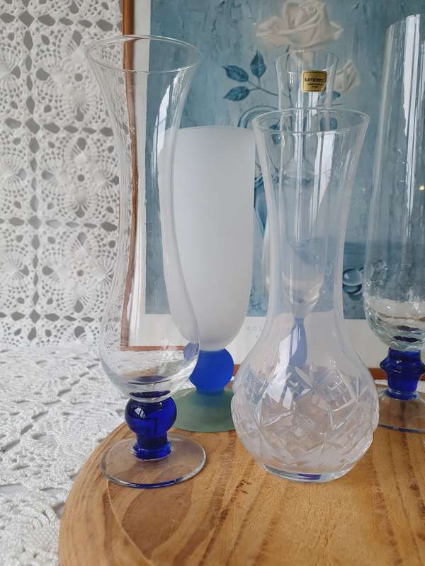 Vintage Clear & Frosted Glass Vases Bundle