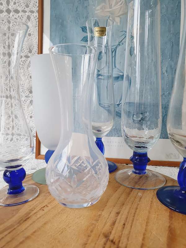 Vintage Clear & Frosted Glass Vases Bundle