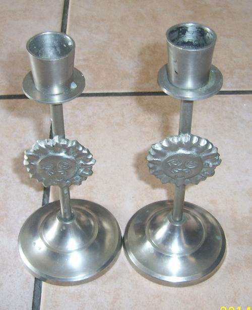 2 X Stainless steel candle holders with Sun motives - R30 shipping