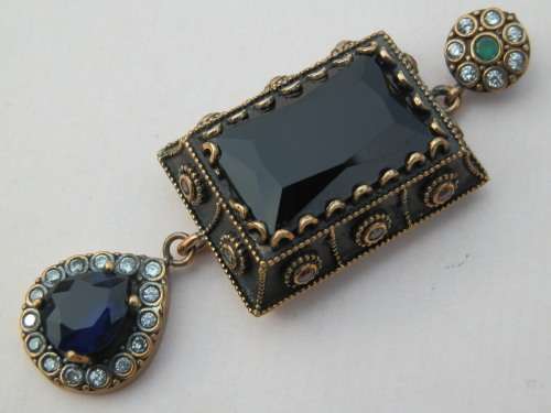 Heavy (27.3g) sterling silver emerald, ruby sapphire and topaz pendant