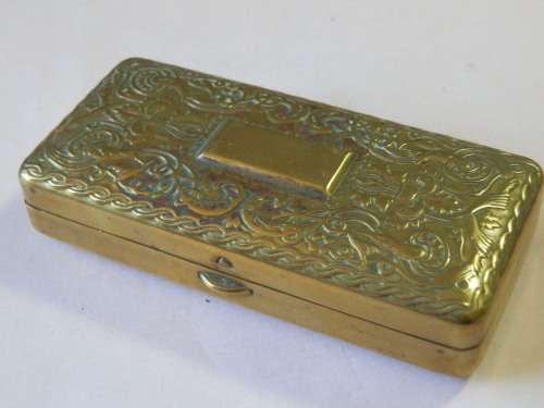 Vintage embossed brass box with lining
