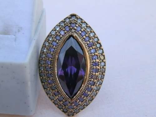 Sterling silver amethyst and topaz ring, 12.3 g.