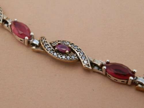 Sterling silver ruby bracelet, 19.5 g.
