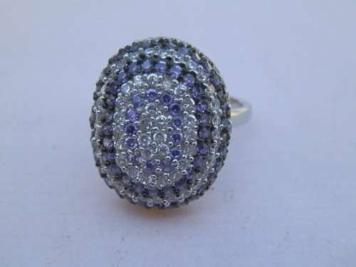 Sterling silver amethyst and topaz ring, 8.1 g