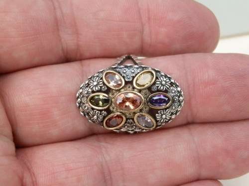 Fabulous SOLID sterling silver multi gem ring - weight 5.5 g - thirty (30) days to pay.