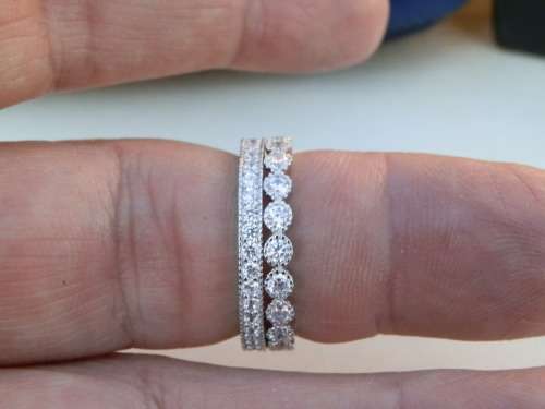 Awesome two solid sterling silver stack ring - weight 3.6 g.