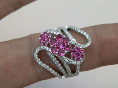 Marvelous solid sterling silver ruby ring - weight 7.4 g.  Thirty (30) days to pay