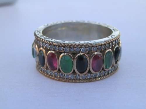 Gorgeous sterling silver multi gem ring - weight 9.3 g.  Thirty (30) days to pay