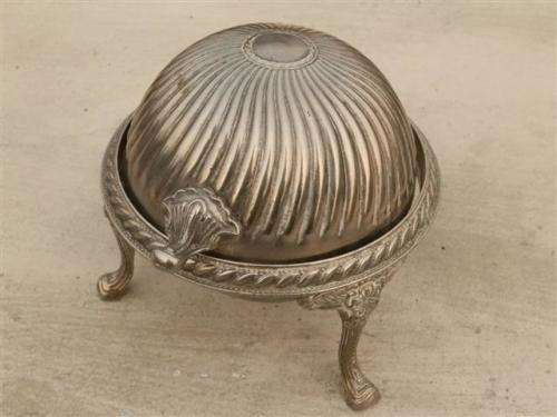 Lovely vintage silver butter dish with glass lining