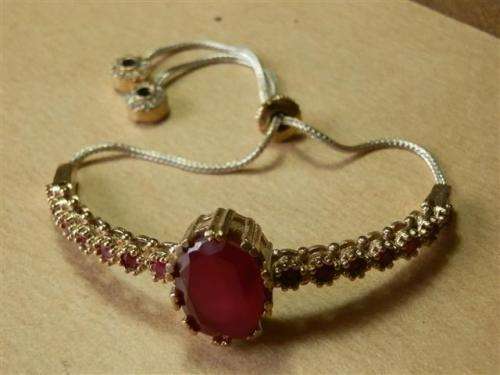 LATE ENTRY!!  Spectacular sterling silver ruby and blue sapphirebracelet - weight 18.46 g.