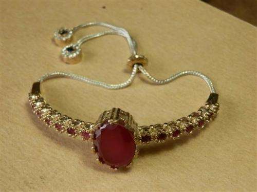 LATE ENTRY!!  Spectacular sterling silver ruby and blue sapphirebracelet - weight 18.46 g.