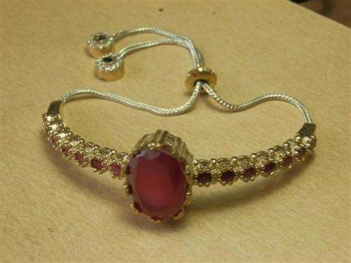 LATE ENTRY!!  Spectacular sterling silver ruby and blue sapphirebracelet - weight 18.46 g.