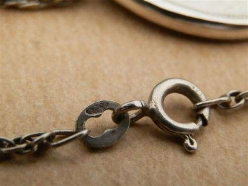 Antique 1896  Kruger 2 shilling coin sterling silver pendant on rope chain - weight 19.15 g.